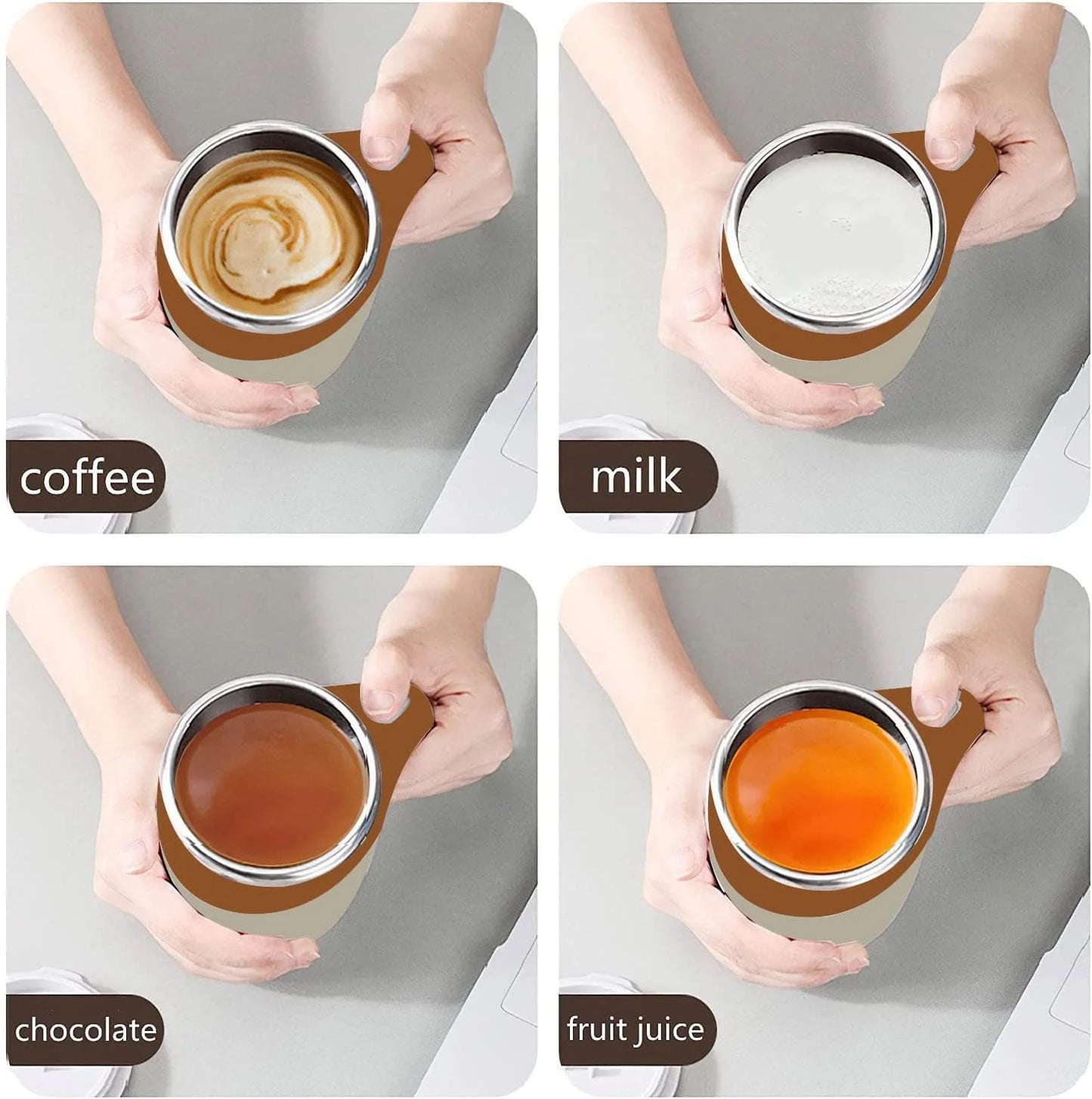 Rnemite-Amo Automatic Magnetic Stirring Coffee Mug, Electric Mixing Cup,Rotating Home Office Travel Mixing Cup,Funny Electric Stainless Steel Self Mixing Coffee Tumbler