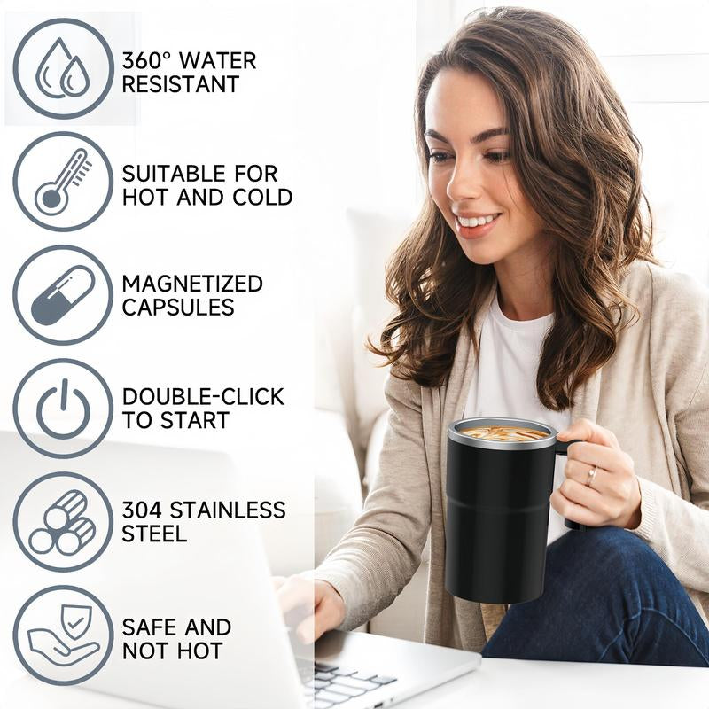 Intelligent Coffee Cup with Lid, 1 Count Automatic Stirring Cup with Temperature Display, USB Rechargeable Stirring Cup for Coffee, Tea, Hot Chocolate