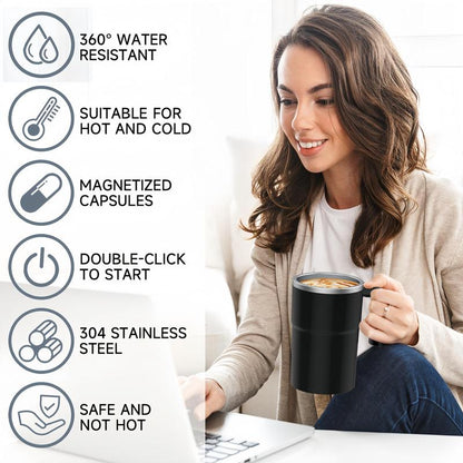 Intelligent Coffee Cup with Lid, 1 Count Automatic Stirring Cup with Temperature Display, USB Rechargeable Stirring Cup for Coffee, Tea, Hot Chocolate