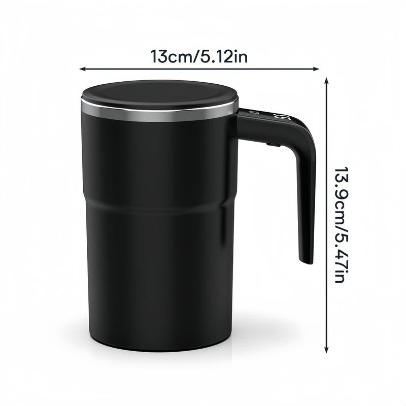 Intelligent Coffee Cup with Lid, 1 Count Automatic Stirring Cup with Temperature Display, USB Rechargeable Stirring Cup for Coffee, Tea, Hot Chocolate