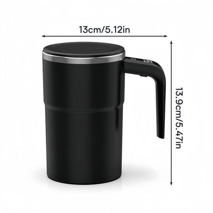 Intelligent Coffee Cup with Lid, 1 Count Automatic Stirring Cup with Temperature Display, USB Rechargeable Stirring Cup for Coffee, Tea, Hot Chocolate